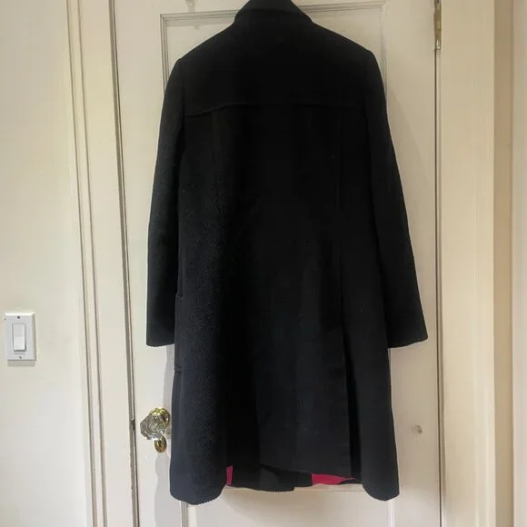 Talbots Black wool and rabbit hair coat with black buttons, fully lined. Size 12 - Picture 5 of 10